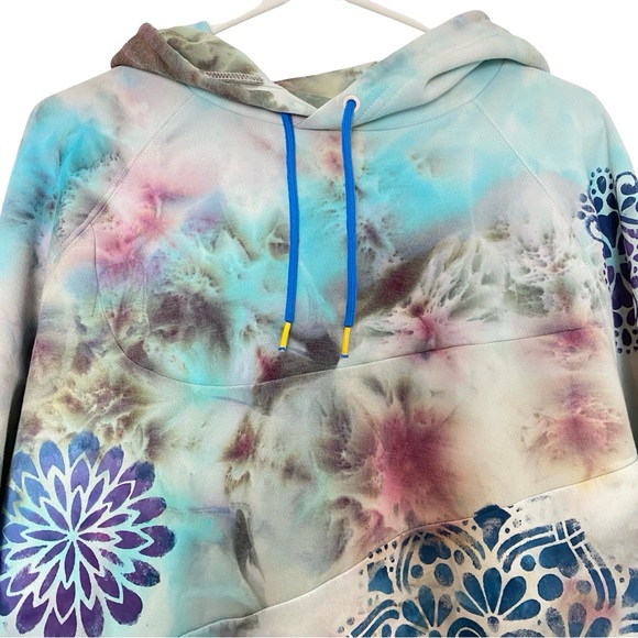 Nike Tie Dye Hoodie Sweatshirt Mens Size Large Unisex Pullover Hand Painted Blue - Picture 3 of 16
